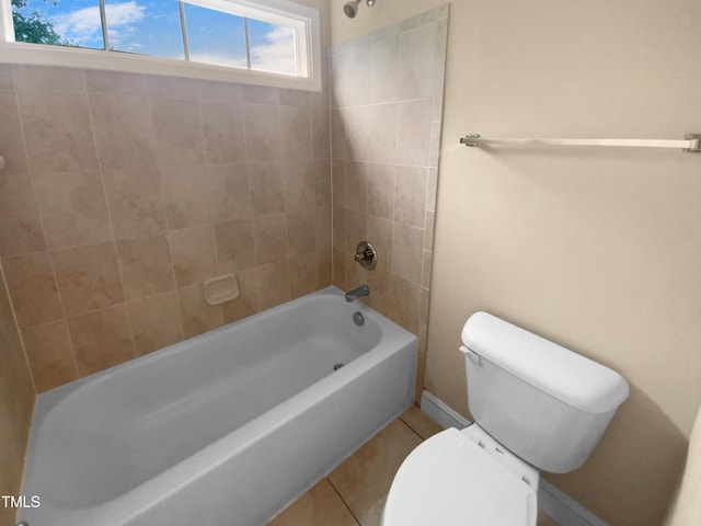 3116 Kirby St, Durham, NC 27713 - bathroom featuring toilet, tile patterned floors, and tub / shower combination