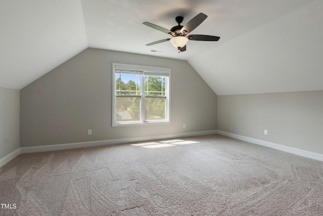 550 Spring Flowers Dr, Cameron, NC 28326 - bonus room with carpet, lofted ceiling, baseboards, and a ceiling fan