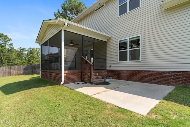 550 Spring Flowers Dr, Cameron, NC 28326 - back of house with a sunroom, ceiling fan, and a patio