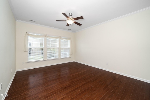 826 Downfield Ln, Fuquay Varina, NC 27526 - spare room with ceiling fan, wood finished floors, baseboards, and ornamental molding