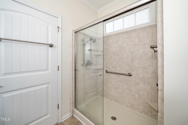 826 Downfield Ln, Fuquay Varina, NC 27526 - full bath featuring a stall shower and ornamental molding