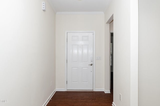 826 Downfield Ln, Fuquay Varina, NC 27526 - hall with dark wood-type flooring, ornamental molding, and baseboards