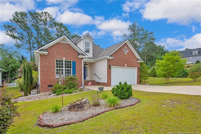 3207 Notting Hill Rd, Fayetteville, NC 28311 - traditional-style home featuring brick siding, an attached garage, concrete driveway, and a front yard