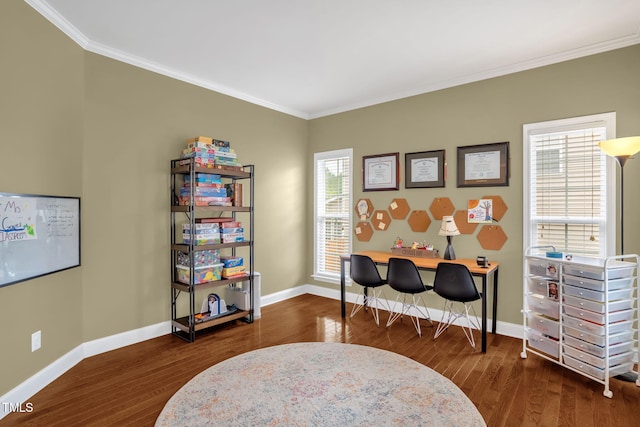 1428 White Opal Dr, Knightdale, NC 27545 - living area with ornamental molding, wood finished floors, and baseboards