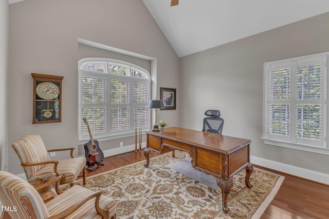 7800 Twin Pines Way, Fuquay Varina, NC 27526 - office space featuring plenty of natural light, wood finished floors, high vaulted ceiling, and baseboards
