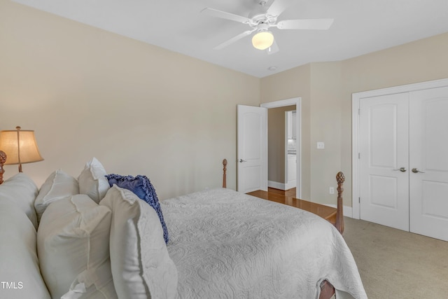 7800 Twin Pines Way, Fuquay Varina, NC 27526 - bedroom with ceiling fan, carpet, and a closet