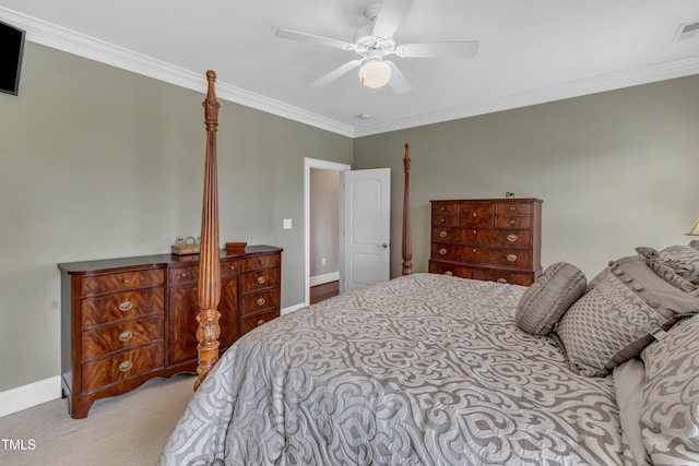 7800 Twin Pines Way, Fuquay Varina, NC 27526 - carpeted bedroom featuring crown molding, baseboards, and ceiling fan