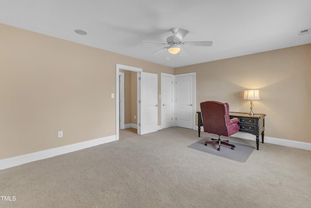 7800 Twin Pines Way, Fuquay Varina, NC 27526 - office with carpet, baseboards, and a ceiling fan