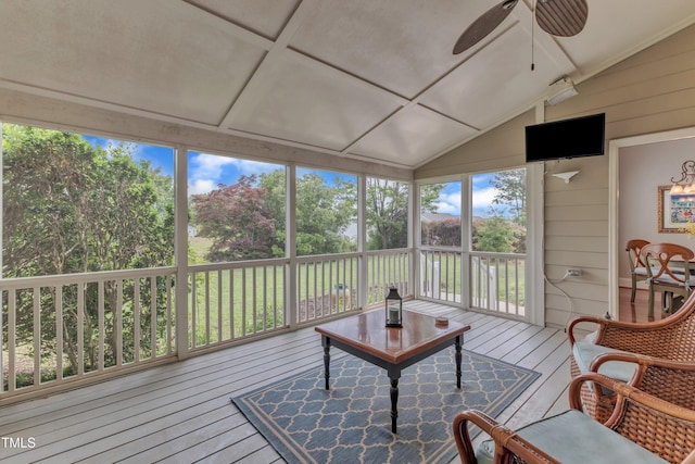 7800 Twin Pines Way, Fuquay Varina, NC 27526 - sunroom / solarium with a ceiling fan and lofted ceiling