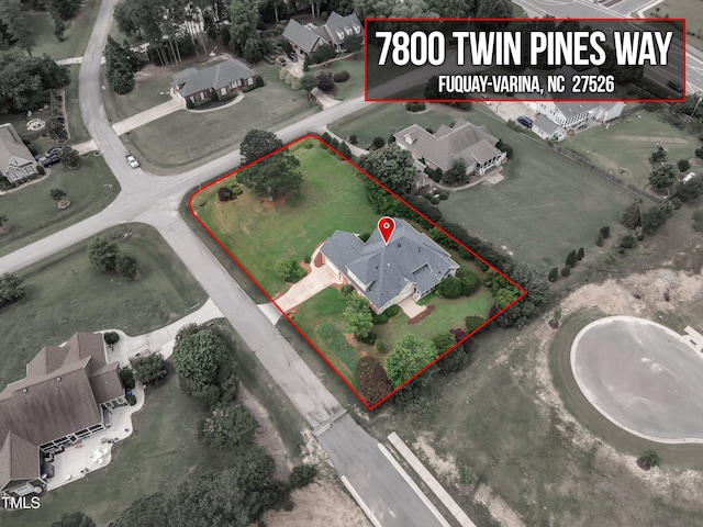 7800 Twin Pines Way, Fuquay Varina, NC 27526 - aerial view of property's location featuring property boundaries highlighted