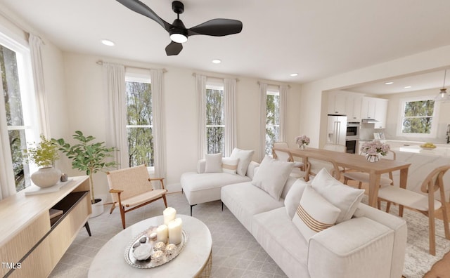 2940C Chapel Hill Rd, Durham, NC 27707 - living room with ceiling fan and recessed lighting