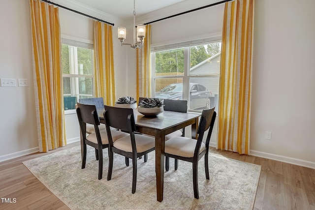 128 Bruce Dr, Dunn, NC 28334 - dining room with a chandelier, healthy amount of natural light, wood finished floors, and baseboards