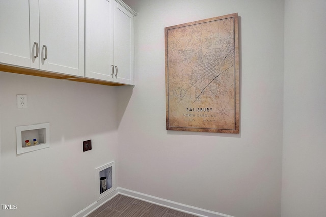 128 Bruce Dr, Dunn, NC 28334 - washroom featuring cabinet space, hookup for a washing machine, baseboards, and hookup for an electric dryer