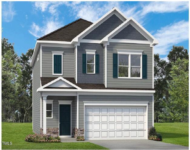 128 Bruce Dr, Dunn, NC 28334 - craftsman-style home featuring a front lawn, a garage, concrete driveway, and roof with shingles