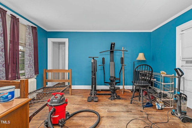 940 Hill St, Rocky Mount, NC 27801 - exercise area featuring wood finished floors, ornamental molding, and baseboards