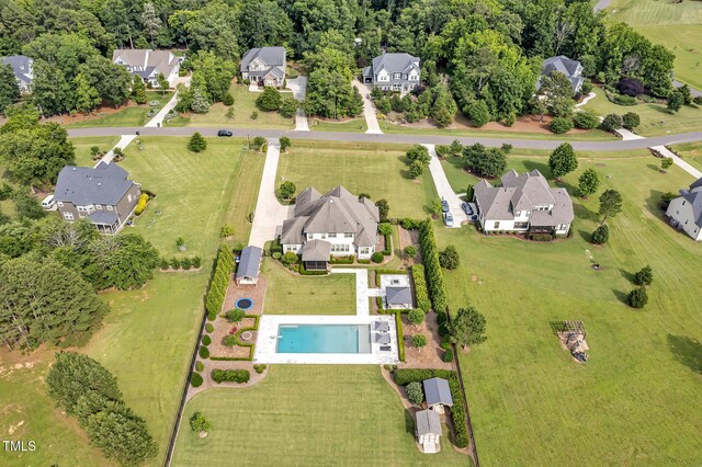 6250 Moinear Ln, Chapel Hill, NC 27514 - aerial view of property and surrounding area featuring nearby suburban area and a pool area