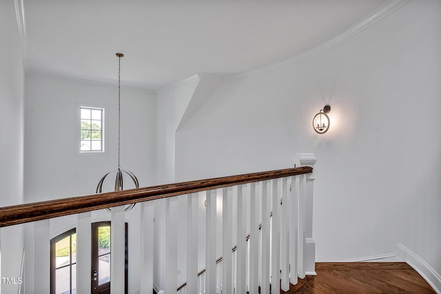 6250 Moinear Ln, Chapel Hill, NC 27514 - stairs with ornamental molding, wood finished floors, and baseboards