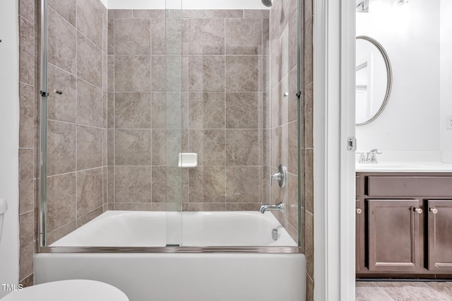6250 Moinear Ln, Chapel Hill, NC 27514 - bathroom featuring vanity, shower / bath combination with glass door, and toilet
