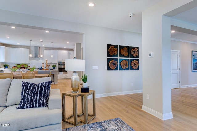 2512 Stonington Dr, Cary, NC 27523 - living area with light wood-style floors, baseboards, and recessed lighting