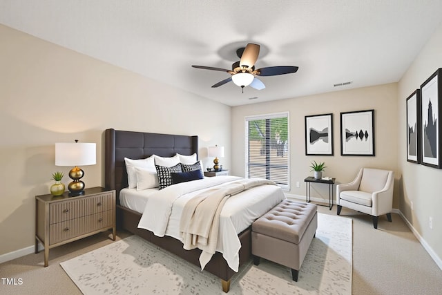 124 Twin Oaks Pl, Cary, NC 27511 - bedroom featuring baseboards, light carpet, and a ceiling fan