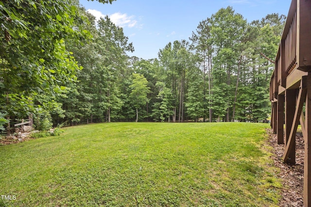 1124 Kalworth Rd, Wake Forest, NC 27587 - view of green lawn with a wooded view