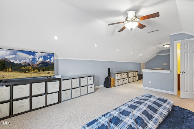 5516 Colonial Oaks Dr, Apex, NC 27539 - bedroom with carpet flooring, vaulted ceiling, and baseboards