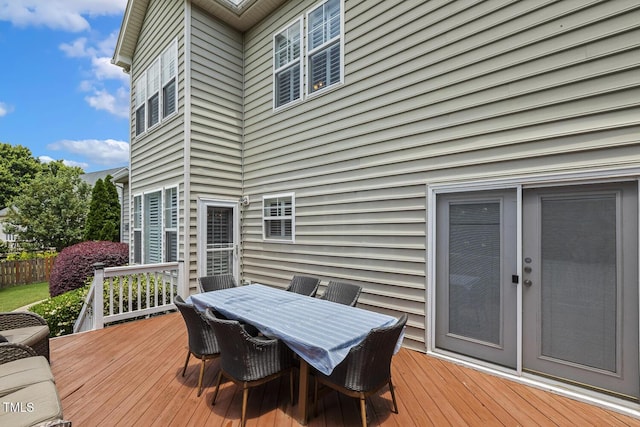5516 Colonial Oaks Dr, Apex, NC 27539 - wooden deck featuring outdoor dining space