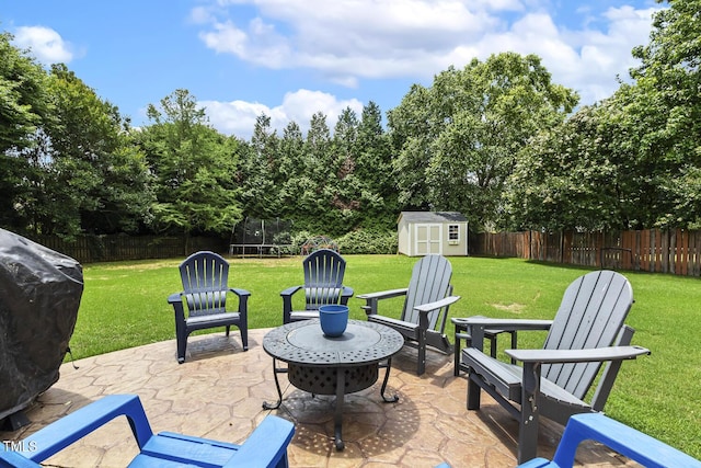 5516 Colonial Oaks Dr, Apex, NC 27539 - view of patio / terrace featuring a trampoline and area for grilling