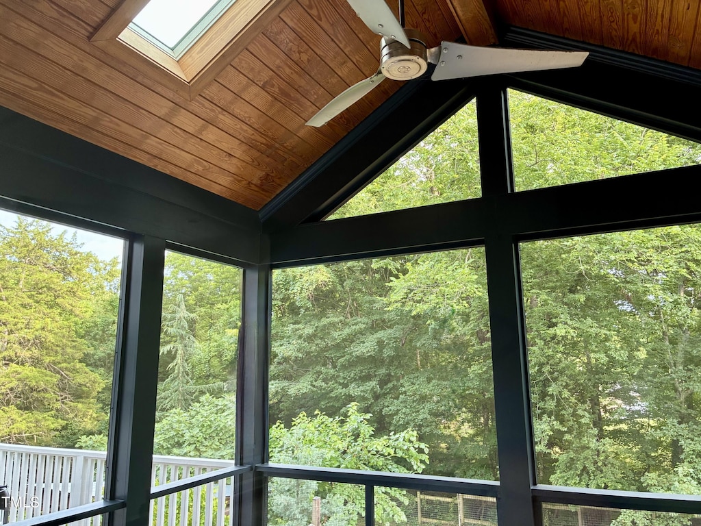 508 N Wake St, Hillsborough, NC 27278 - detailed view of a skylight and wood ceiling