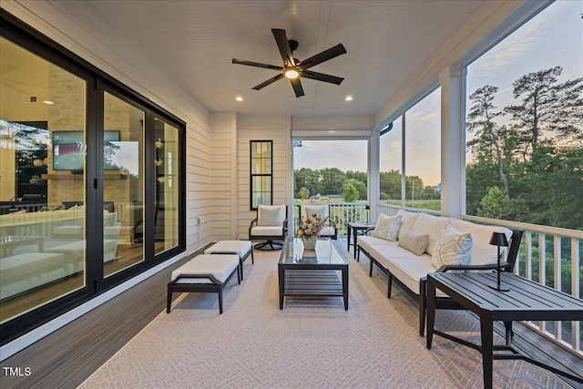 111 Stone Park Dr, Wake Forest, NC 27587 - sunroom / solarium featuring an outdoor living space and ceiling fan