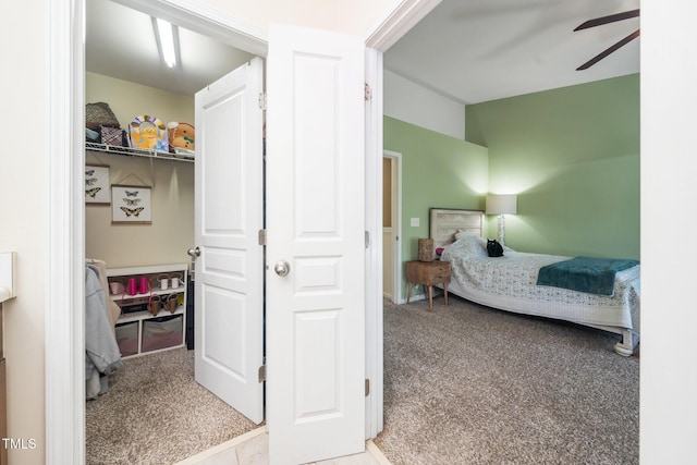1017 Frank Page Dr, Cary, NC 27511 - bedroom featuring carpet floors, a spacious closet, and ceiling fan