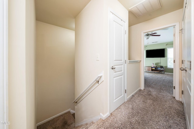 1017 Frank Page Dr, Cary, NC 27511 - corridor with carpet floors, an upstairs landing, and baseboards