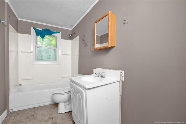 6200 Arabia Rd, Lumber Bridge, NC 28357 - full bathroom featuring toilet, vanity, crown molding, and bathtub / shower combination