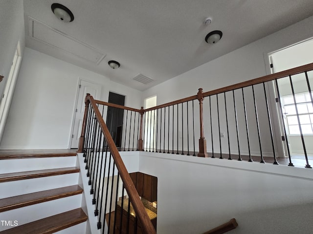 2511 Dalmahoy Ln, Fuquay Varina, NC 27526 - staircase featuring attic access