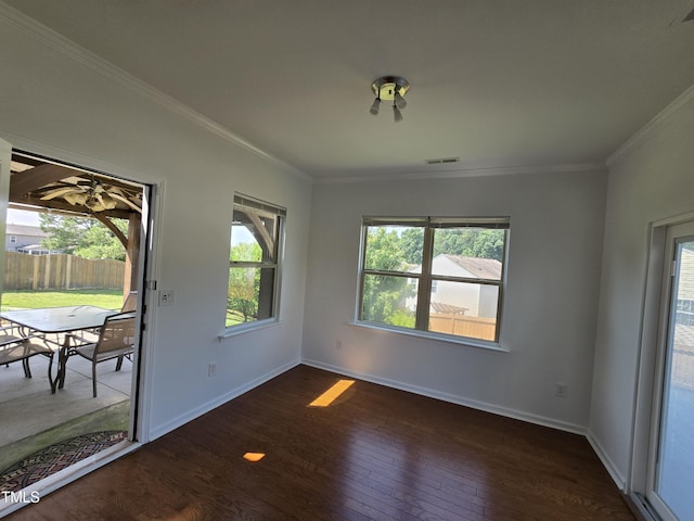 2511 Dalmahoy Ln, Fuquay Varina, NC 27526 - spare room with hardwood / wood-style flooring, crown molding, and baseboards