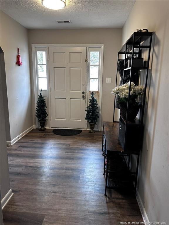 6532 Kemper Ct, Fayetteville, NC 28303 - foyer with dark wood-style flooring, healthy amount of natural light, and a textured ceiling