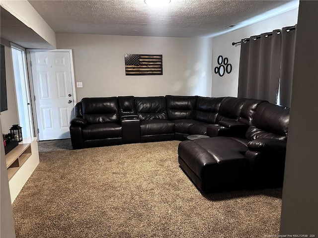6532 Kemper Ct, Fayetteville, NC 28303 - carpeted living room featuring a textured ceiling