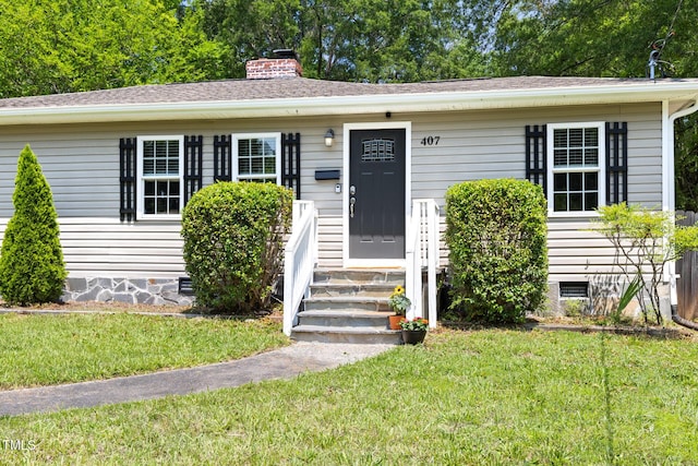 407A Edward St, Durham, NC 27701 - bungalow-style house featuring crawl space, a front lawn, and a chimney