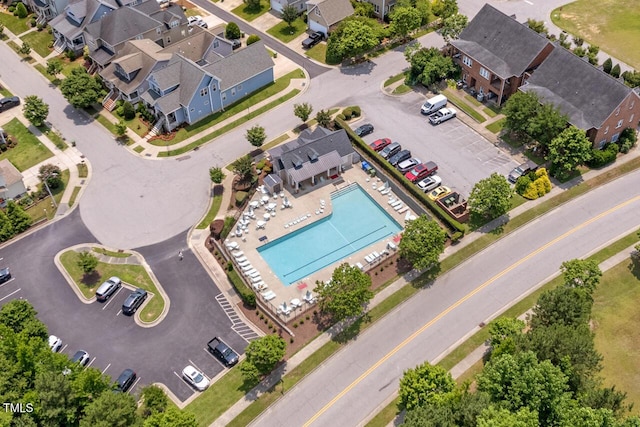 1612 Old Bramble Ln, Fuquay Varina, NC 27526 - aerial perspective of suburban area with a pool