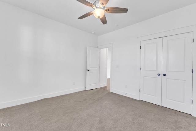121 Nate Ct, Wake Forest, NC 27587 - unfurnished bedroom featuring carpet floors, baseboards, a closet, and ceiling fan