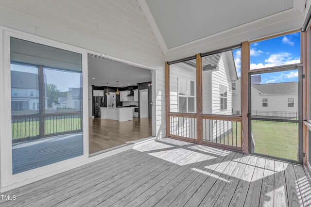121 Nate Ct, Wake Forest, NC 27587 - unfurnished sunroom featuring vaulted ceiling