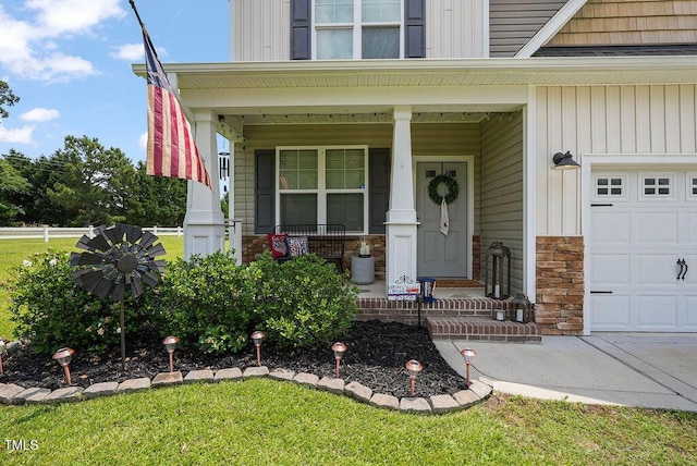 15 Scuppernong Ln, Lillington, NC 27546 - property entrance with covered porch and stone siding