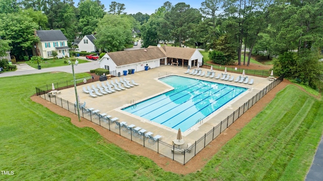 3405 E Jameson Rd, Raleigh, NC 27604 - community pool with a patio area and view of wooded area