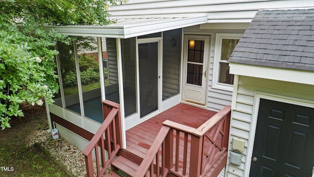 3405 E Jameson Rd, Raleigh, NC 27604 - wooden deck featuring a sunroom