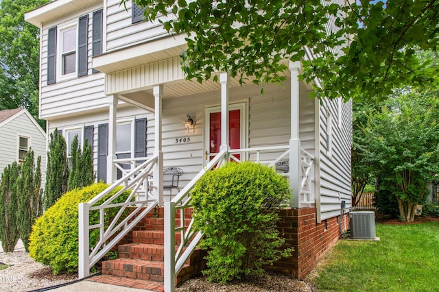 3405 E Jameson Rd, Raleigh, NC 27604 - view of front facade featuring cooling unit and covered porch