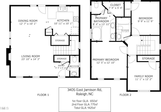 3405 E Jameson Rd, Raleigh, NC 27604 - floor plan / room layout