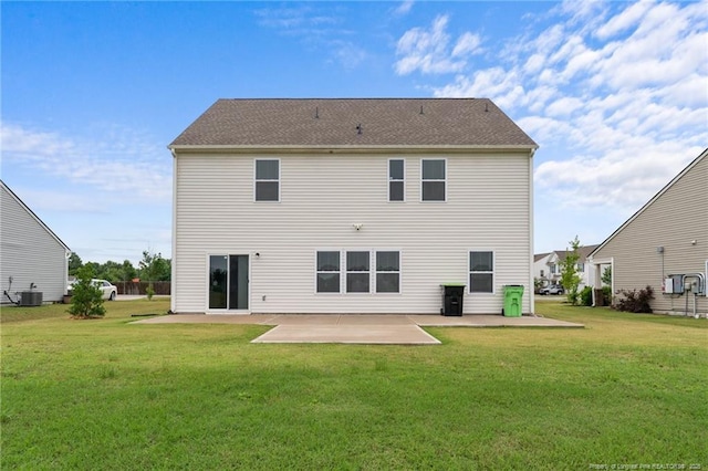 40 Arlie Ln, Lillington, NC 27546 - back of property with a patio, a lawn, and cooling unit