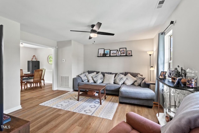 411 Buxton St, Durham, NC 27713 - living room featuring wood finished floors and a ceiling fan