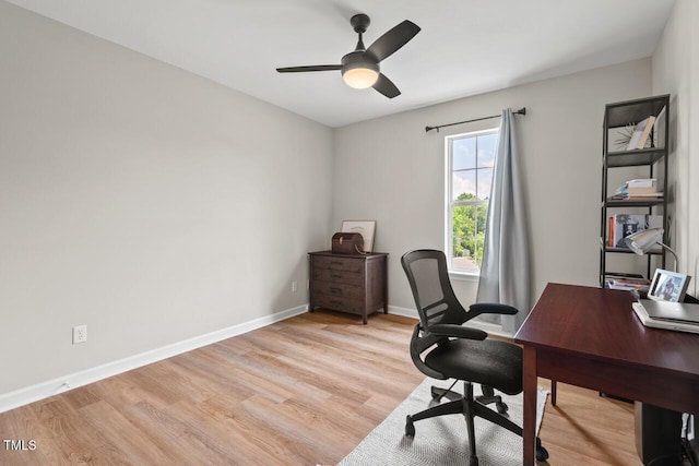411 Buxton St, Durham, NC 27713 - office area with light wood-style flooring and a ceiling fan