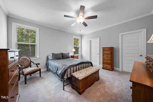 50 Harriet Gentry Ln, Timberlake, NC 27583 - bedroom with light carpet, crown molding, baseboards, and ceiling fan